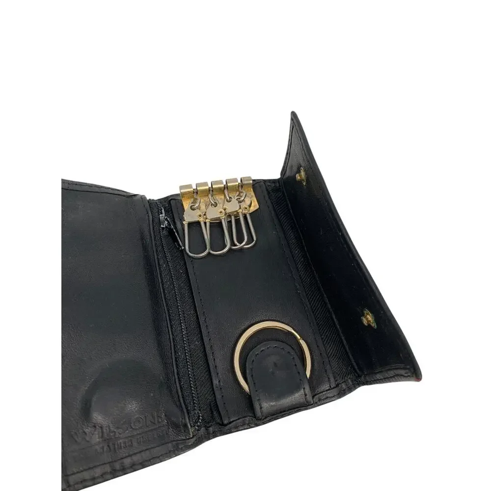 Vintage Soft Leather Keychain Trifold Key Ring Holder 2 Billfolds